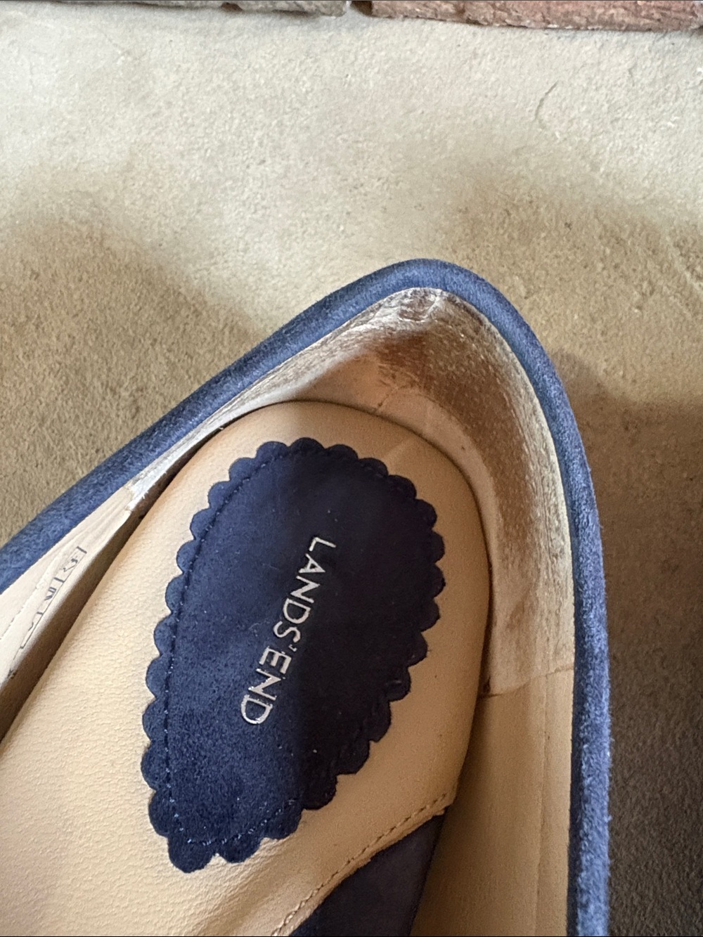Lands End sz 9 blue suede driving later with gold horse bit detail - Picture 11 of 13